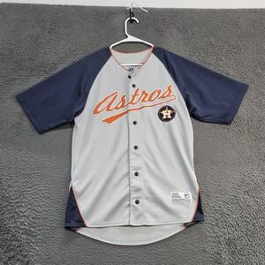 Houston Astros Jersey Mens Medium Gray MLB Baseball Script Dynasty Button Front